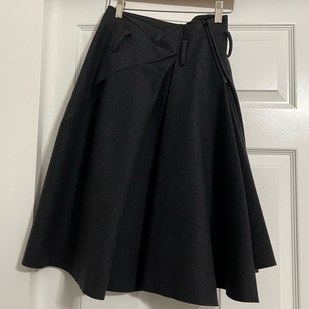 Wool asymmetrical midi skirt
